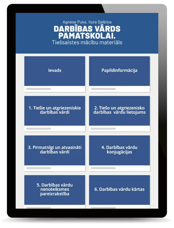 Darbības vārds pamatskolai. Tiešsaistes mācību materiāls