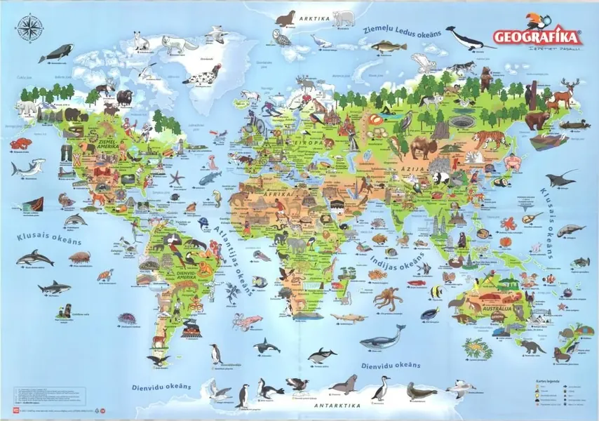 Pasaules karte bērniem. Geografika